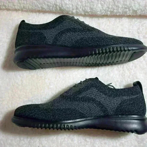 [COLE HAAN] ZEROGRAND Laser Wingtip Oxford Stitchlite Black Magnet Men Sz9.5M - Picture 4 of 5